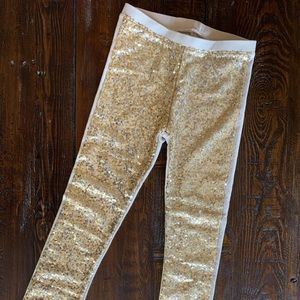 JOYFOLIE child size 7 gold sequined leggings